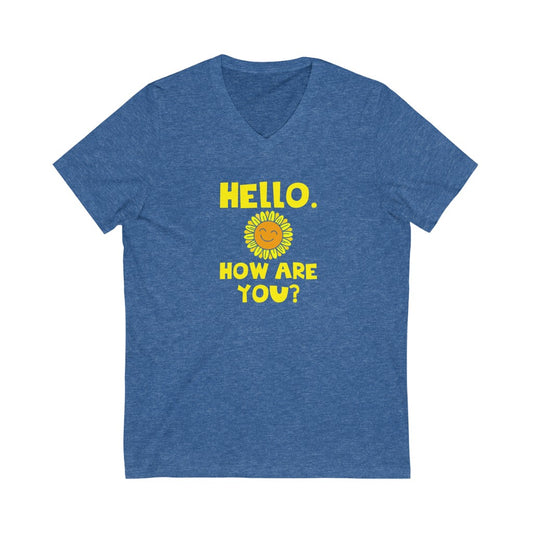 Hello - Unisex Jersey Short Sleeve V-Neck Tee