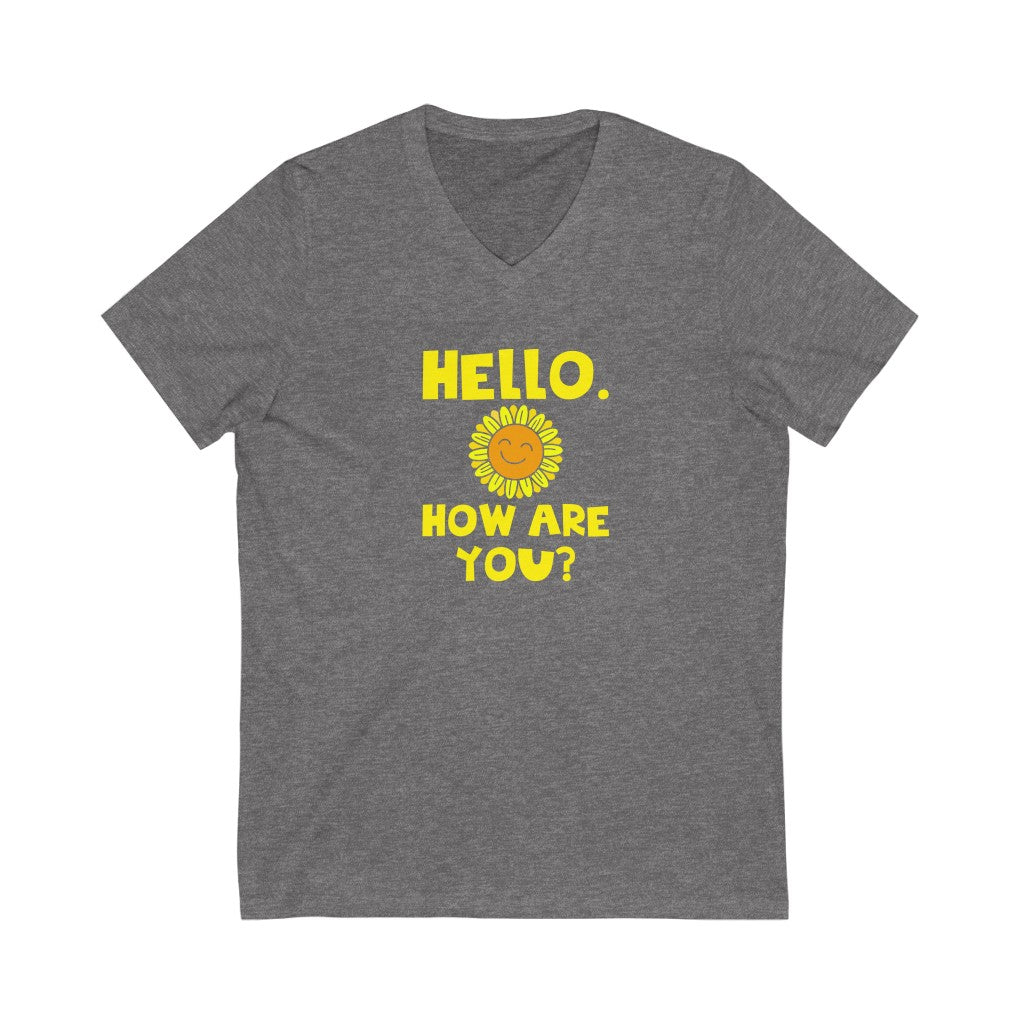 Hello - Unisex Jersey Short Sleeve V-Neck Tee